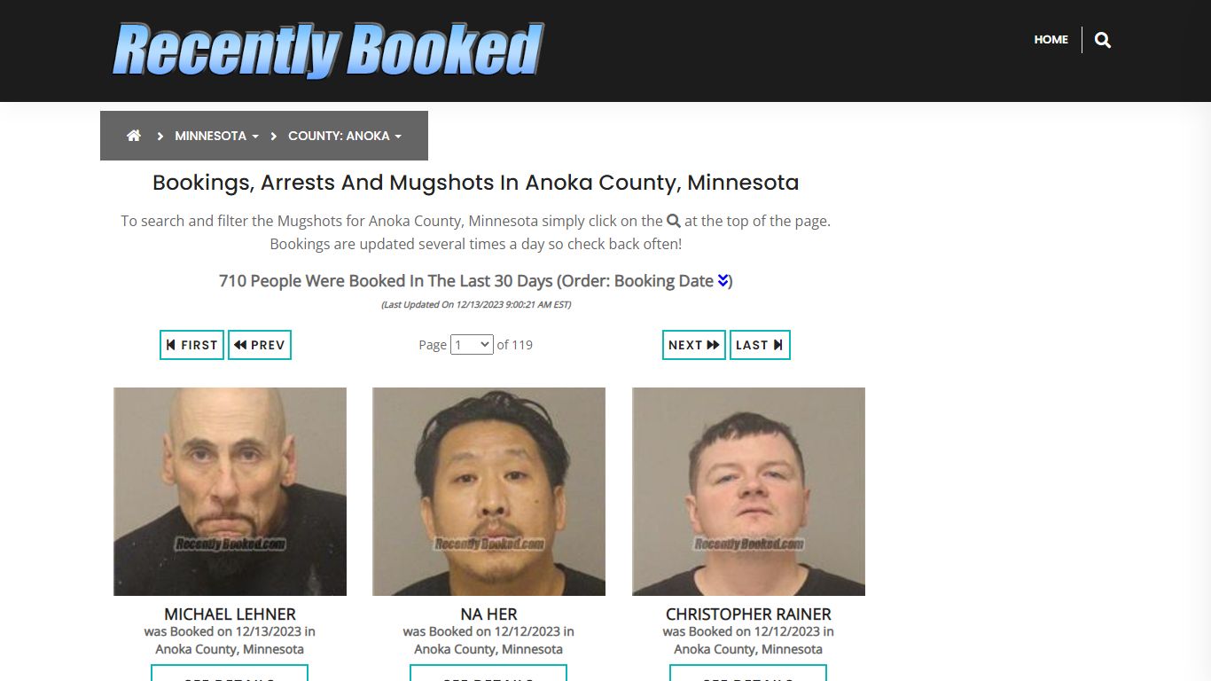 Bookings, Arrests and Mugshots in Anoka County, Minnesota - Recently Booked